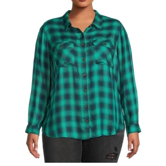 Terra Sky Plus Size Button Up Long sleeve Shirt - Picture 1 of 8